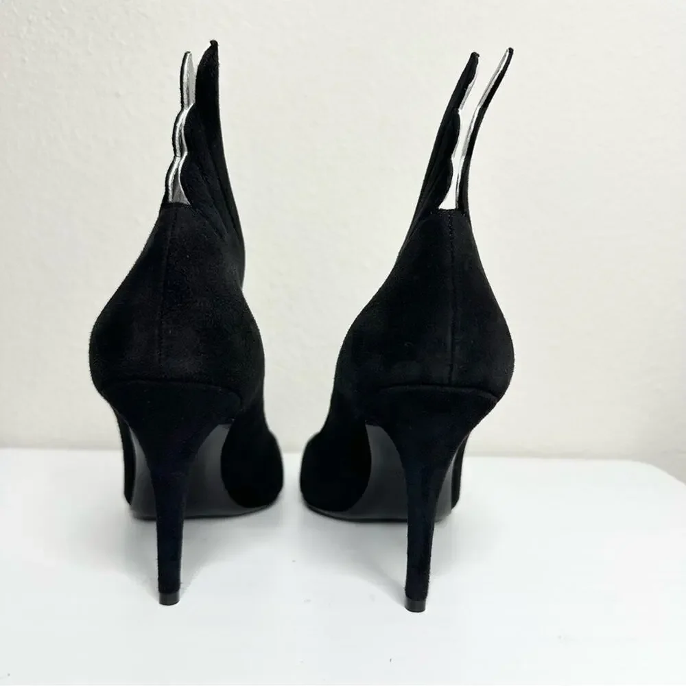 HERMES Victoire 90 Pumps Black Suede Heels Size 37 - Picture 5 of 11